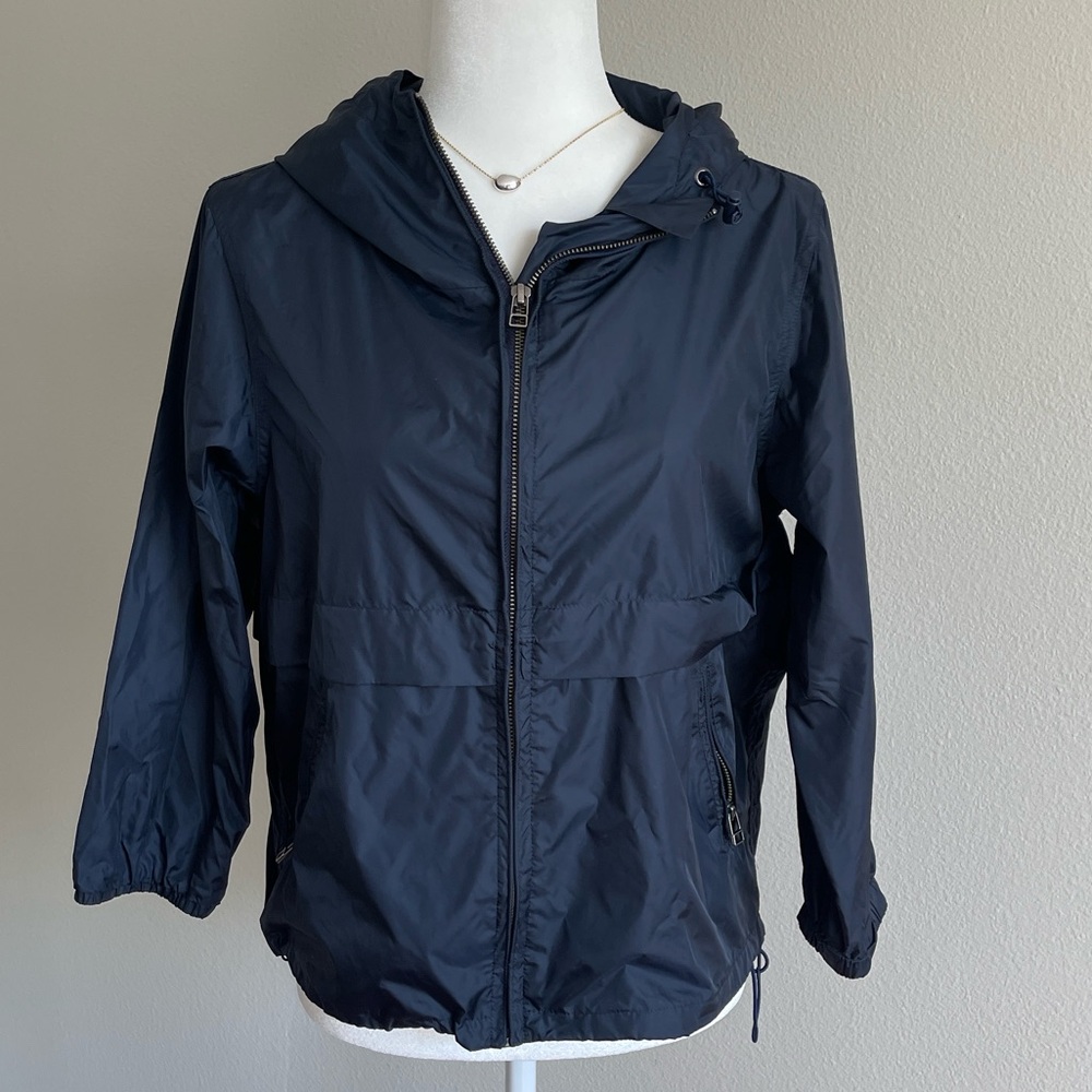 Navy Hooded Windbreaker Jacket Size S